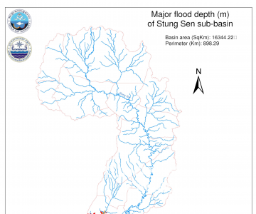 Map – Major flood depth (m) of Stung Sen sub-basin